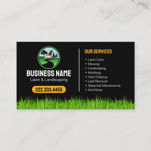 Professional Landscaping Grass Mowing Service Visitekaartje (Voorkant)