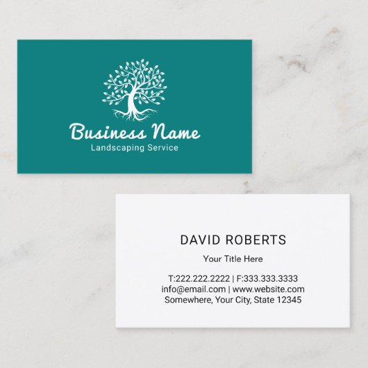 Professional Landscaping Lawn Care Tree Blauwgroen Visitekaartje (Voorkant / Achterkant)