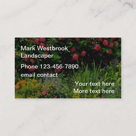 Professional Landscaping Service Provider Visitekaartje (Achterkant)