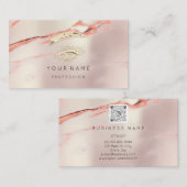 Professional Lashes Brow Makeup Marble Roos QRCode Visitekaartje (Voorkant / Achterkant)