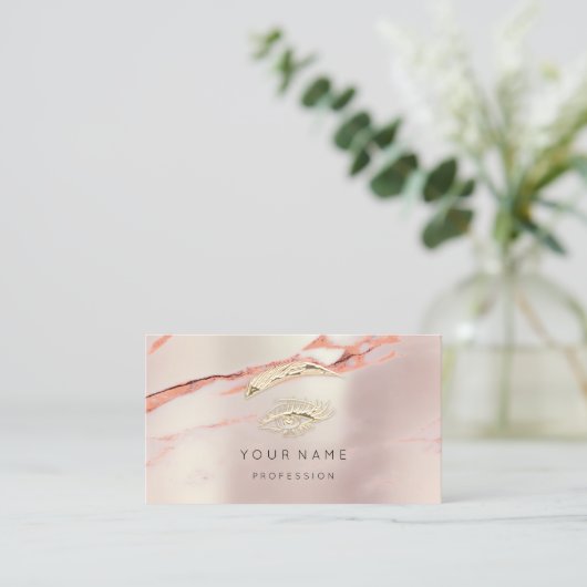 Professional Lashes Brow Makeup Marble Roos QRCode Visitekaartje (Staand voorkant)