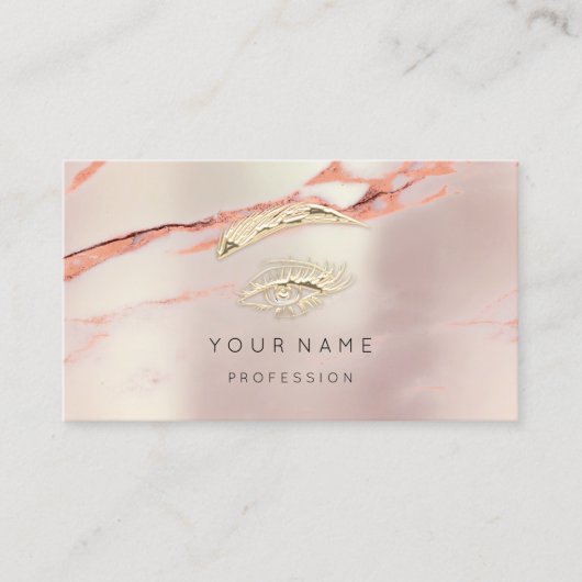 Professional Lashes Brow Makeup Marble Roos QRCode Visitekaartje (Voorkant)