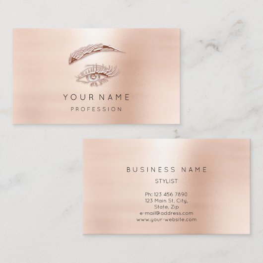 Professional Lashes Brows Makeup Eye Gold Powder Visitekaartje (Voorkant / Achterkant)