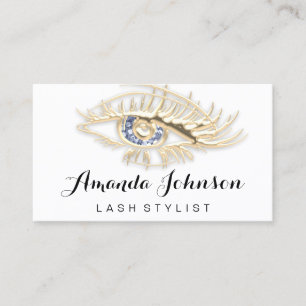Professional Lashes Brows Makeup Logo Gold Blue Visitekaartje