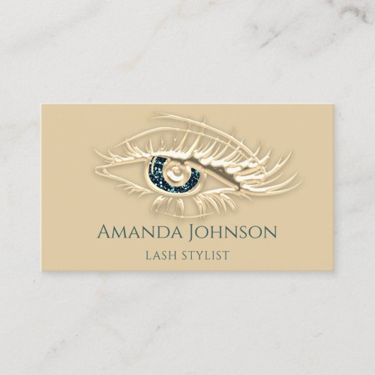 Professional Lashes Brows Makeup Logo Gold Glitter Visitekaartje (Voorkant)