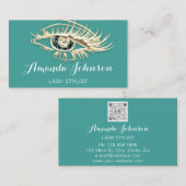 Professional Lashes Brows Makeup Logo Gold Green Visitekaartje (Voorkant / Achterkant)