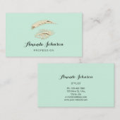 Professional Lashes Brows Makeup Logo Gold Green Visitekaartje (Voorkant / Achterkant)