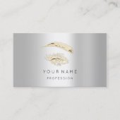 Professional Lashes Brows Makeup Logo Gold Grey Visitekaartje (Voorkant)