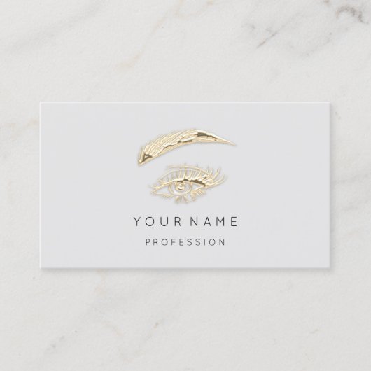 Professional Lashes Brows Makeup Logo Gold Grey Visitekaartje (Voorkant)