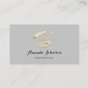 Professional Lashes Brows Makeup Logo Gold Grey Visitekaartje