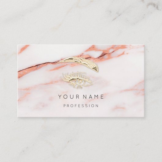 Professional Lashes Brows Makeup Logo Gold Marble Visitekaartje (Voorkant)