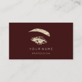 Professional Lashes Brows Makeup Logo Gold maroon Visitekaartje (Voorkant)