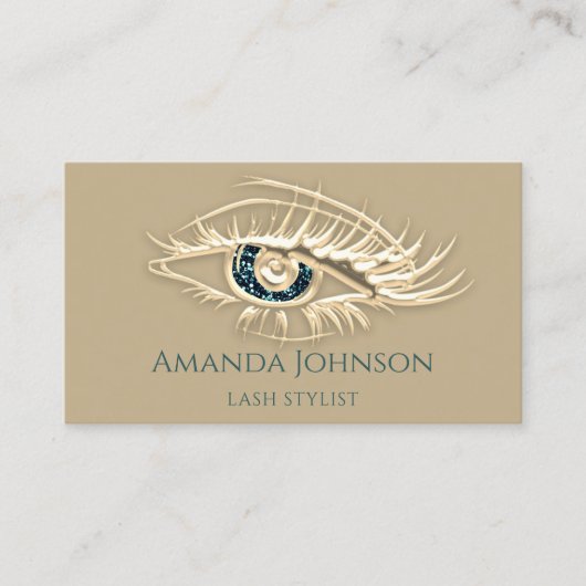 Professional Lashes Brows Makeup Logo Gold Mustard Visitekaartje (Voorkant)
