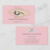 Professional Lashes Brows Makeup Logo Gold Pink Visitekaartje (Voorkant / Achterkant)