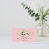 Professional Lashes Brows Makeup Logo Gold Pink Visitekaartje (Staand voorkant)