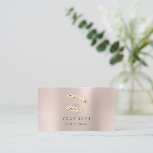 Professional Lashes Brows Makeup Logo Gold Power Visitekaartje (Staand voorkant)