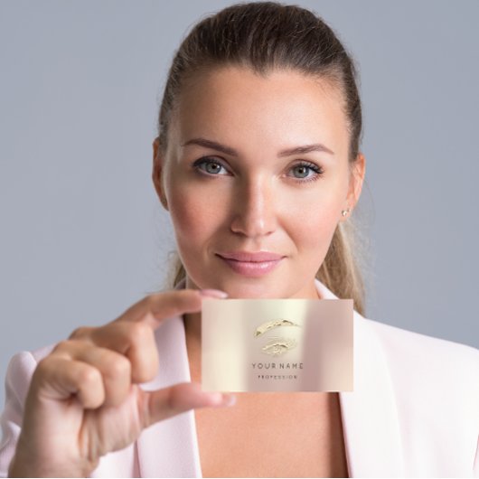 Professional Lashes Brows Makeup Logo Gold Roos Bu Visitekaartje