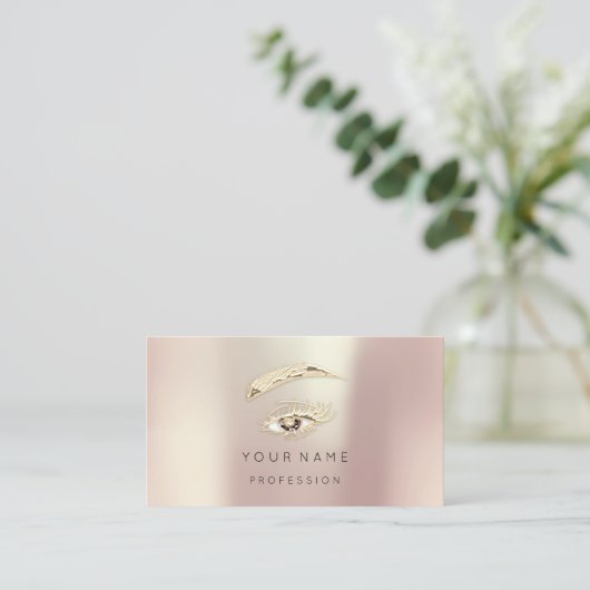 Professional Lashes Brows Makeup Logo Gold Roos QR Visitekaartje (Staand voorkant)
