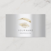 Professional Lashes Brows Makeup Logo Gold Silver Visitekaartje (Voorkant)