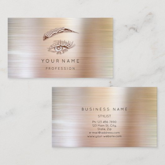 Professional Lashes Brows Makeup Logo Metall Visitekaartje (Voorkant / Achterkant)