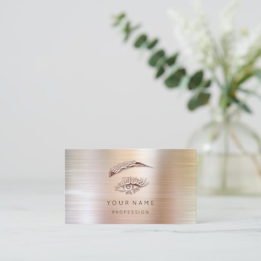 Professional Lashes Brows Makeup Logo Metall Visitekaartje (Staand voorkant)