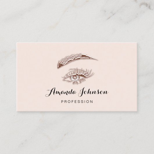 Professional Lashes Brows Makeup Logo Roos Blush Visitekaartje (Voorkant)