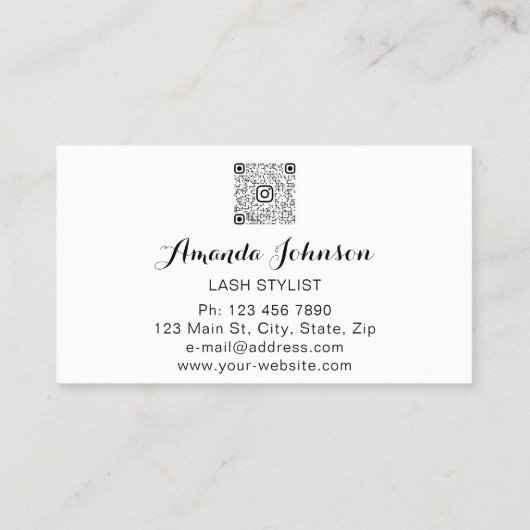 Professional Lashes Brows Makeup Logo White Visitekaartje (Achterkant)