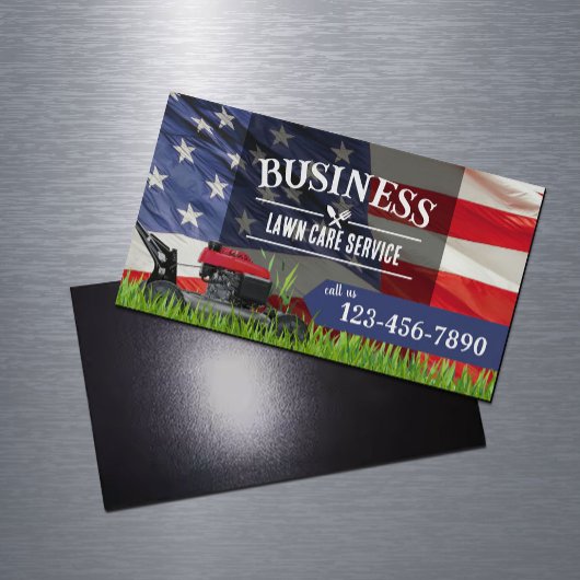 Professional Lawn Care & Landscapapaping US-vlag Magnetisch Visitekaartje
