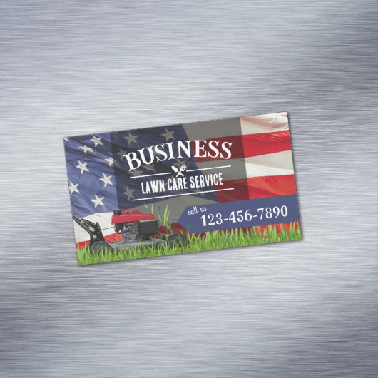Professional Lawn Care & Landscapapaping US-vlag Magnetisch Visitekaartje (Voorbeeld)