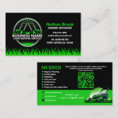 Professional Lawn Care Landscaping Green Black QR Visitekaartje (Voorkant / Achterkant)