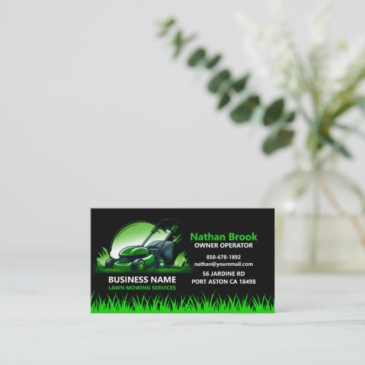 Professional Lawn Care Landscaping Green Black Visitekaartje (Staand voorkant)