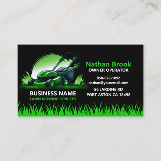 Professional Lawn Care Landscaping Green Black Visitekaartje (Voorkant)