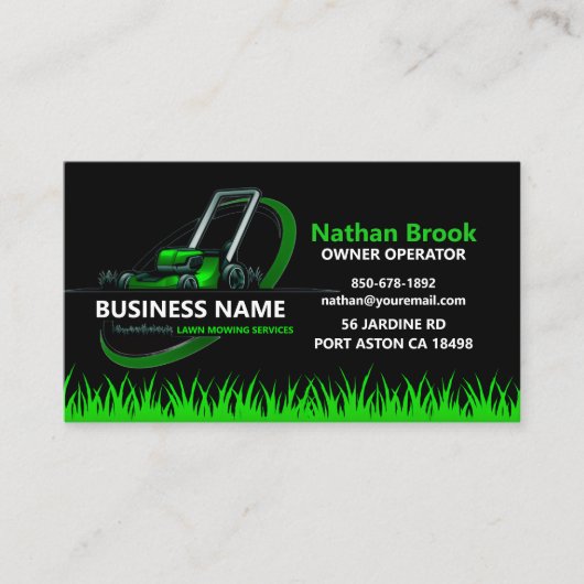 Professional Lawn Care Landscaping Green Black Visitekaartje (Voorkant)