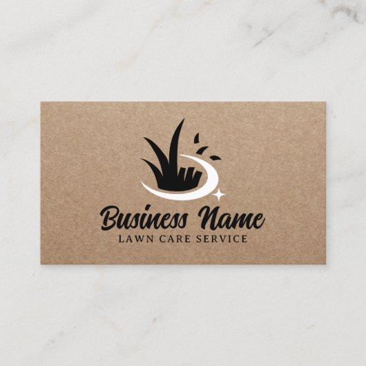 Professional Lawn Care & Landscaping Rustic Kraft Visitekaartje (Voorkant)
