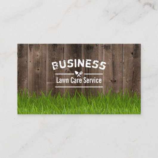 Professional Lawn Care & Landscaping Service Wood Visitekaartje (Voorkant)