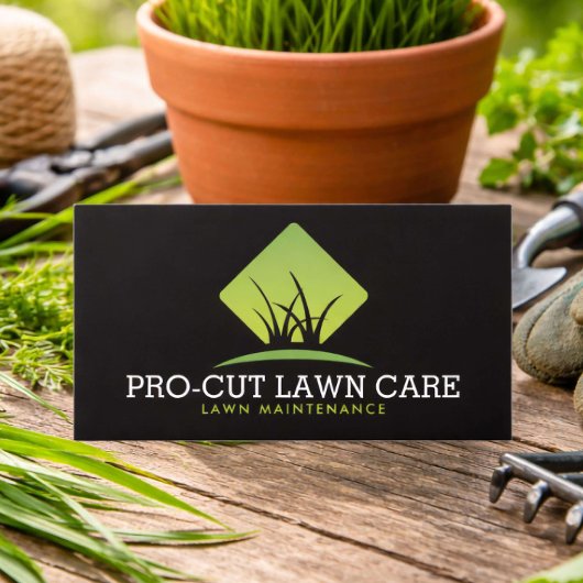 Professional Lawn Maintenance Grass Logo Black Visitekaartje