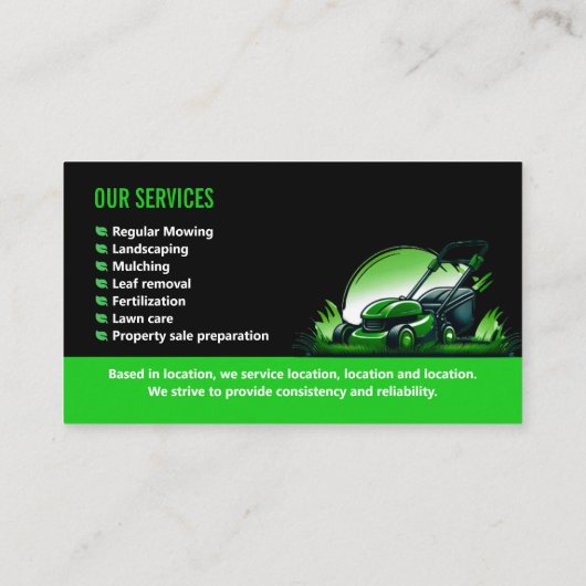Professional Lawn Mowing Landscaping Green Black  Visitekaartje (Achterkant)