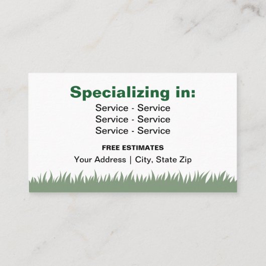 Professional Lawn Service, dubbelzijdig Visitekaartje (Achterkant)