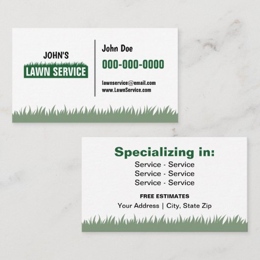 Professional Lawn Service, dubbelzijdig Visitekaartje (Voorkant / Achterkant)