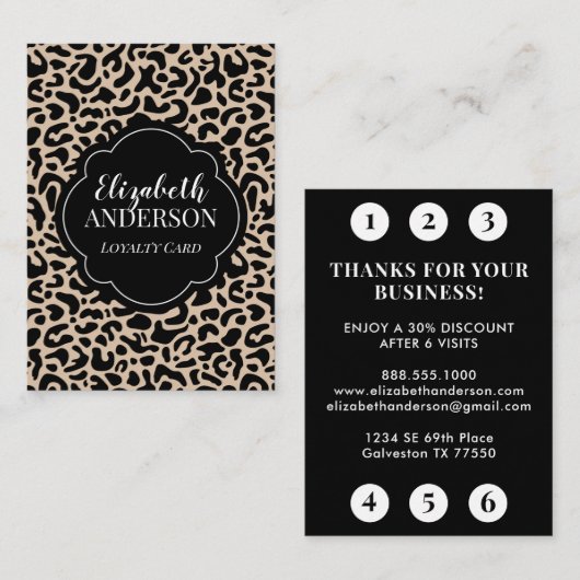 Professional Leopard Print Hair Stylist Loyalty Visitekaartje (Voorkant / Achterkant)
