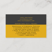Professional Licensed Electrician Electrical Work Visitekaartje (Achterkant)