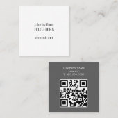 Professional Light Grey White Consultant QR code Vierkante Visitekaartje (Voorkant / Achterkant)