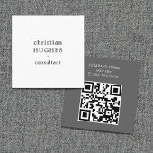 Professional Light Grey White Consultant QR code Vierkante Visitekaartje