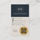 Professional Linen Photo QR Code Modern Visitekaartje (Achterkant)