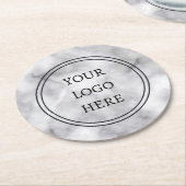 Professional Logo Black en White Marble Business Ronde Kartonnen Onderzetter (Gebogen)
