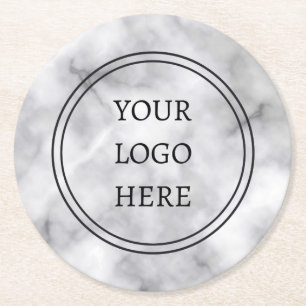 Professional Logo Black en White Marble Business Ronde Kartonnen Onderzetter