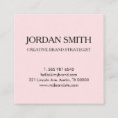 Professional Logo Minimal Modern Blush Pink Vierkante Visitekaartje (Achterkant)