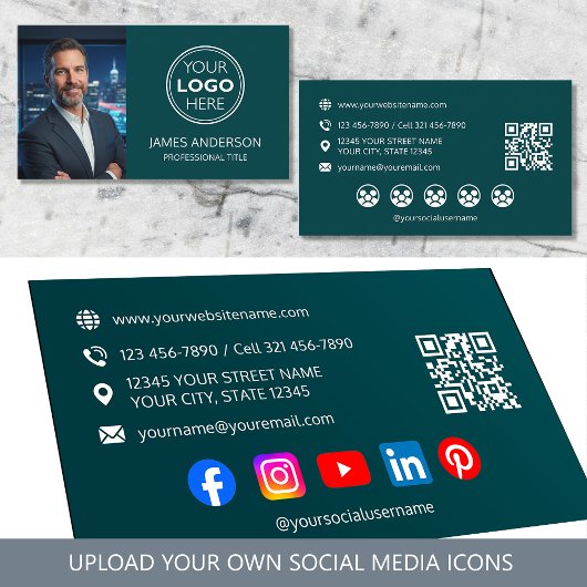 Professional Logo Profile Photo Social Media Teal Visitekaartje