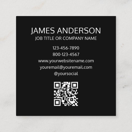 Professional Logo QR Code Minimalist Black Vierkante Visitekaartje (Achterkant)