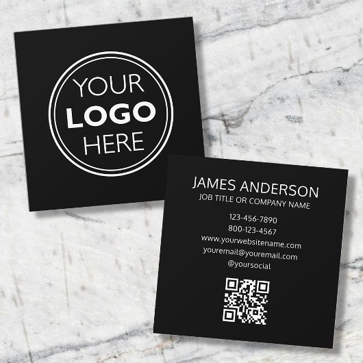 Professional Logo QR Code Minimalist Black Vierkante Visitekaartje